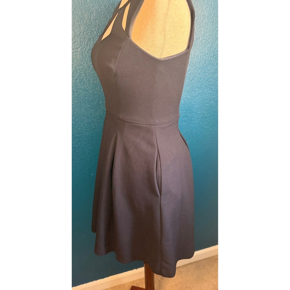 Betsey Johnson Navy Fit & Flare Cocktail Dress | Geometric Cutout | Size 6 - Picture 4 of 11